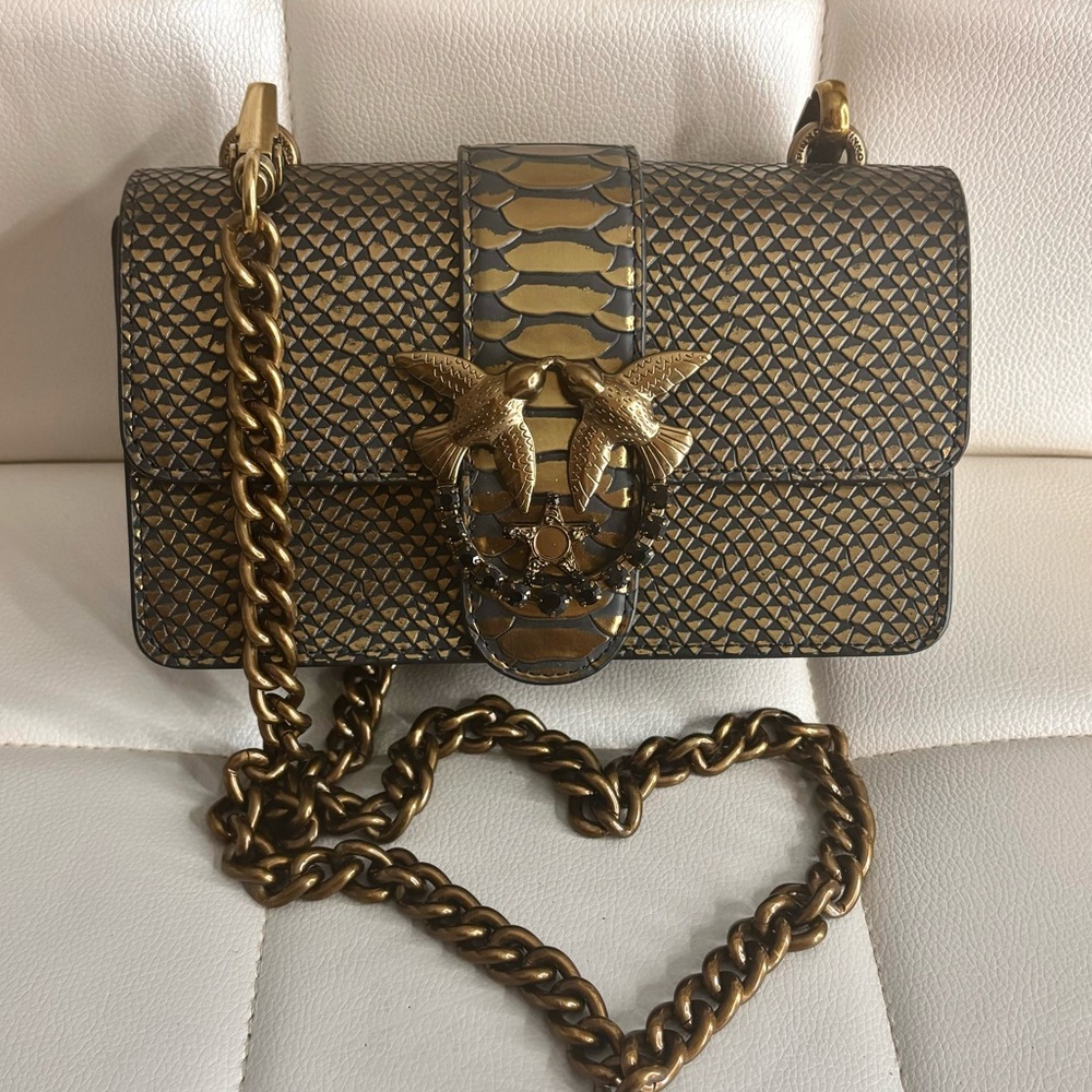 Pinko Bronze Python Mini Love Bag